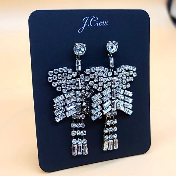 New in Bag! J. Crew "Les Velvet" Sparkly Rhinestone Posts w Cascading Baguettes! - Picture 3 of 8
